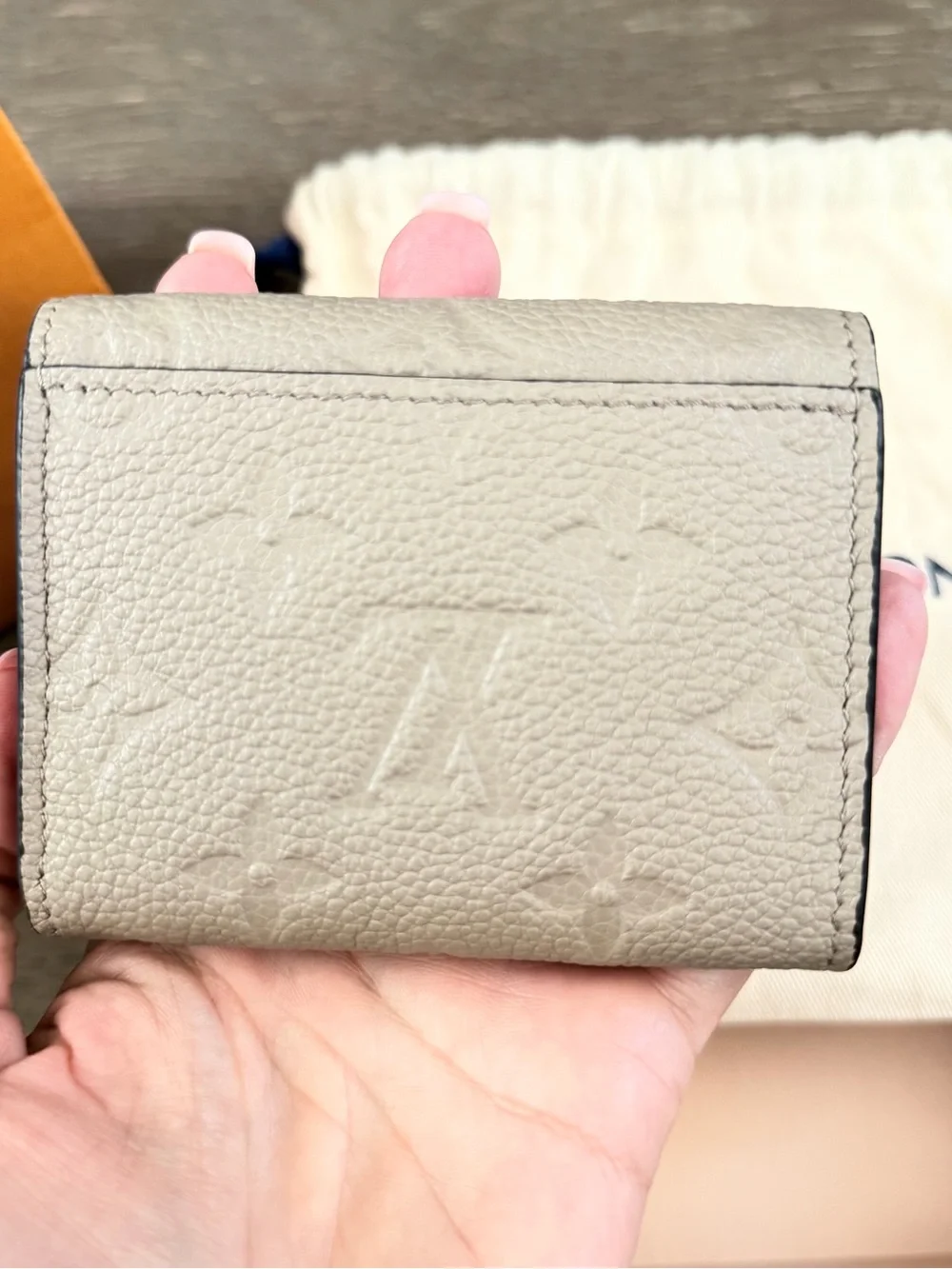 Louis Vuitton Turtledove Pebbled Envelope Wallet with Gold Button